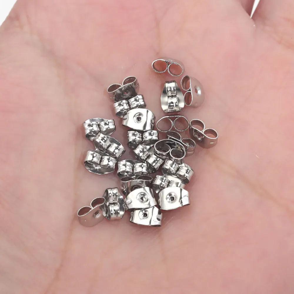 100pcs Butterfly Shape Earring Backs Hypoallergenic Secure Ear Locking Stainless Steel Earring Cap for Stud Earrings Ear Nut