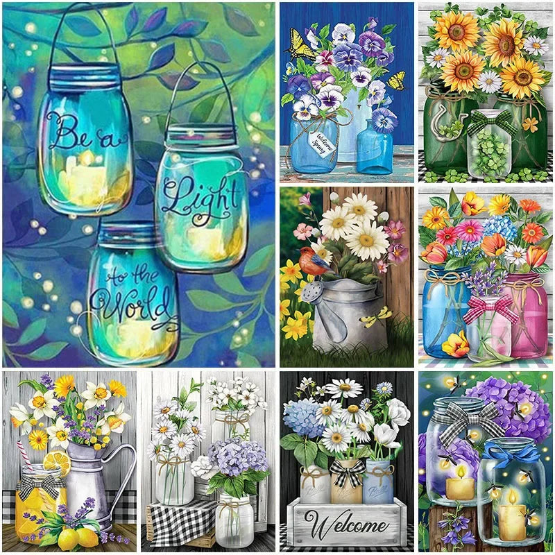 Flowers 5D DIY Diamond Painting Landscape Diamond Embroidery Cross Stitch Set Full Rhinestone Mosaic Home Decoration