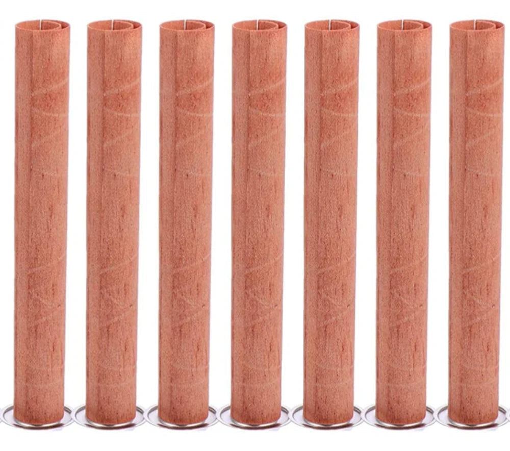 7pcs Cylindrical Wooden Candle Wicks Set Round Tube Wood Candle Cores With Base For DIY Candle Making Craft Soy Parffin Wax Wick