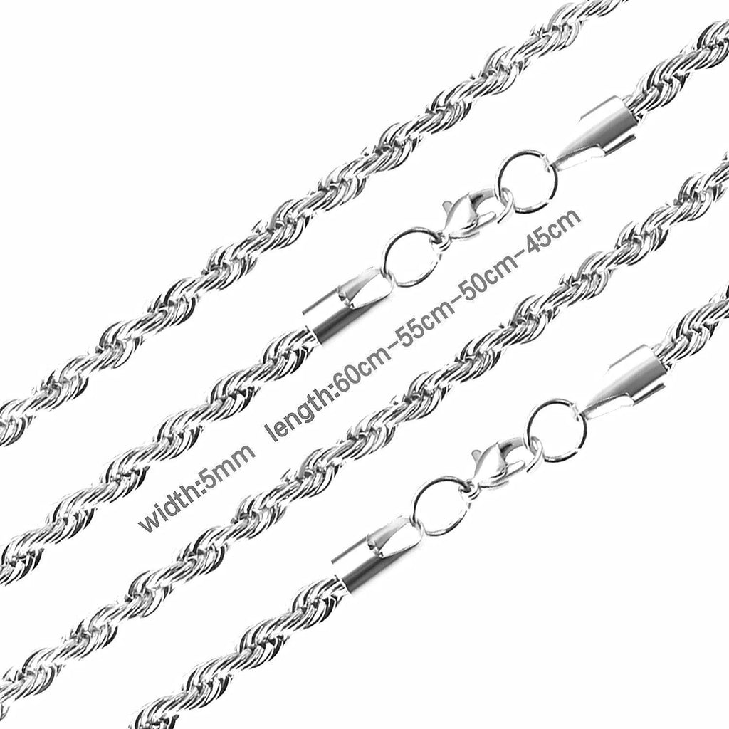 LUXUSTEEL 2/3/4/5mm Rope Chain Necklace Stainless Steel For Women Men Never Fade Waterproof Twist Choker Silver Tone Gold Color