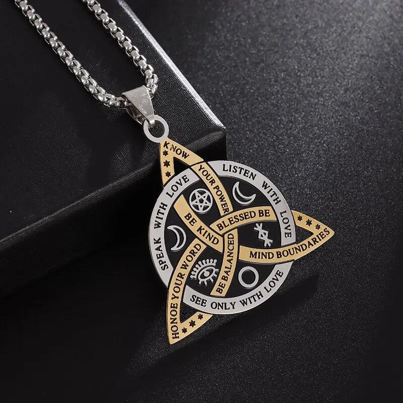 Trendy Witchcraft Witch Knot Necklace Celtic Irish Protection Knot Pendant Men Women Trending Amulets Jewelry Gifts