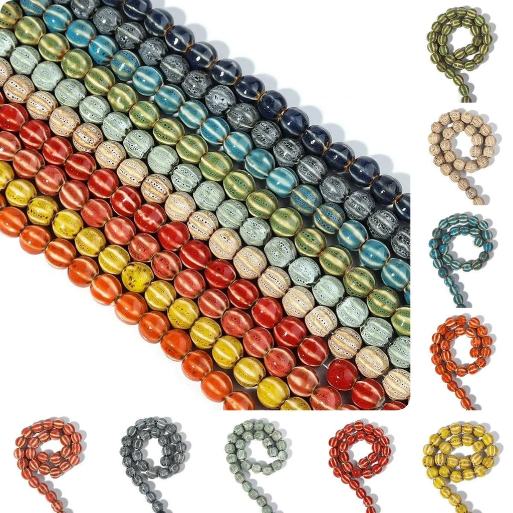 DIY Hand Action Beads and Ceramic Painted Bead 10/20/50/100PCS Mixed Pumpkin Jewelry and Necklace Accessories