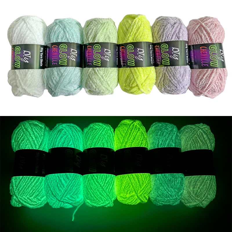 Chenille Velvet Glowing Yarn 50g Sunlit Crochet Knitting