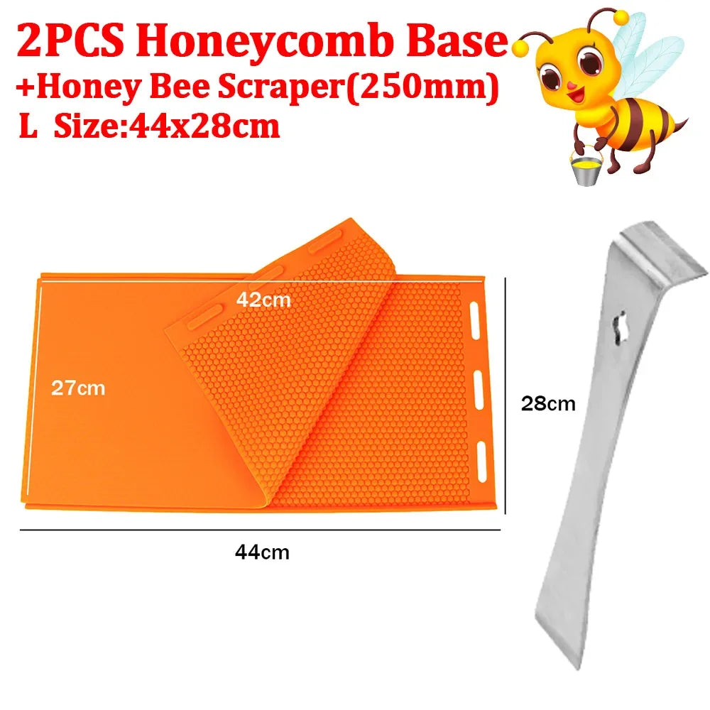 3pcs Beeswax Press Sheet Mold Soft PVC Honeycomb Base Foundation Mould Beehive Shovel Beekeeping Beeware Beeswax Making Tools
