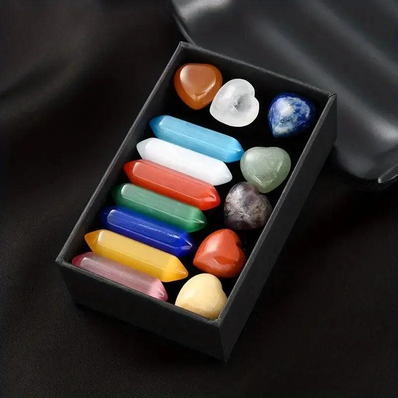 11/14pcs Natural Stone Healing Crystal Jewelry DIY Gift Box Set, Healing Crystal, Seven Chakra, and Balance The Human Body.