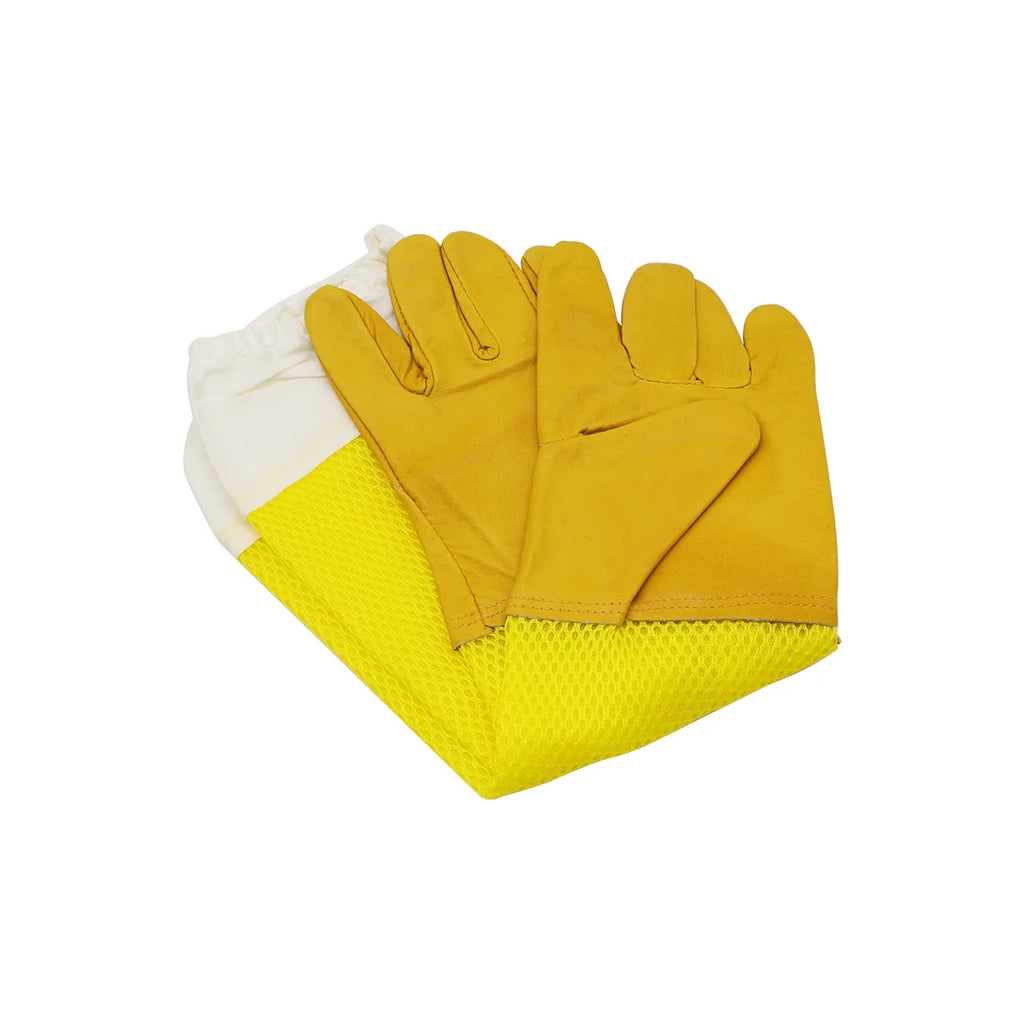 1Pair Apiculture Sheepskin/Linen Gloves Anti-bee Anti-sting Long Sleeves Ventilated Beekeeper Bee Keeping Tool