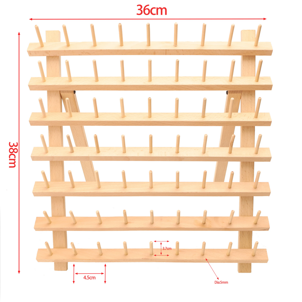 63 Small Spools Nature Wooden Thread Holder Sewing  Embroidery Thread Rack and Organizer  Storage Shelf Hair Braiding Hanging