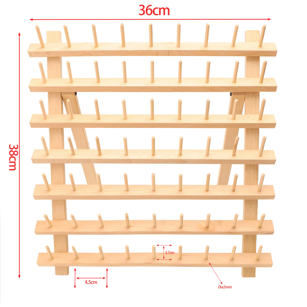 63 Small Spools Nature Wooden Thread Holder Sewing  Embroidery Thread Rack and Organizer  Storage Shelf Hair Braiding Hanging