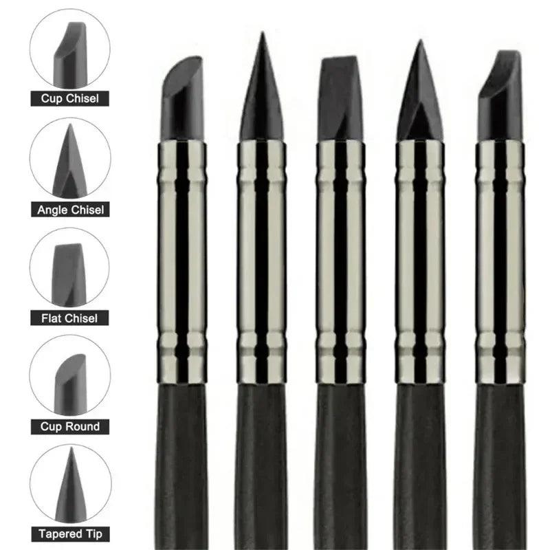 New 5PCS Silicone Clay Sculpting Tool For Brush Modeling Dotting Nail Art Pottery DIY Carving Tools 2024