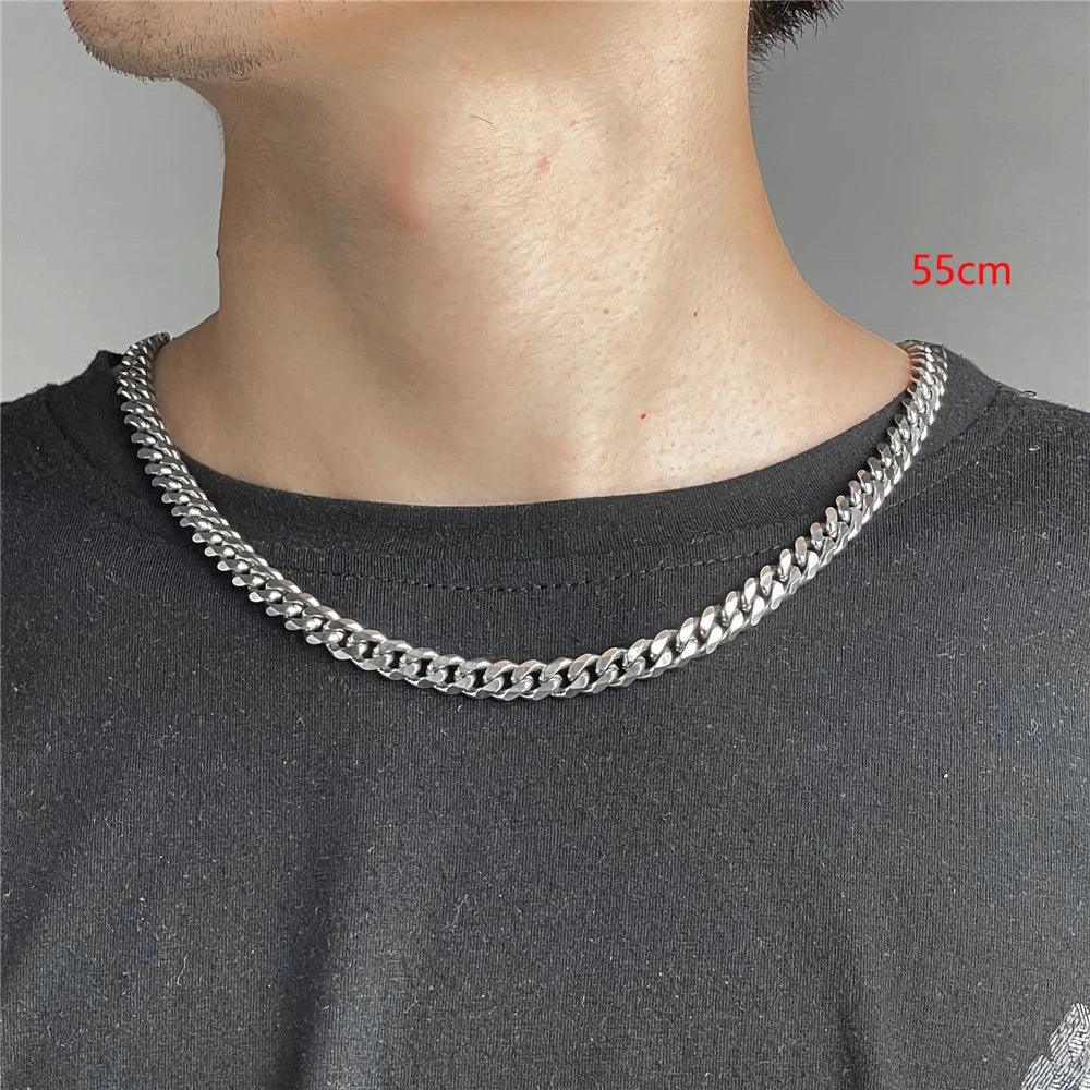 1 PCs Hip Hop Stainless Steel Men And Women With The Same Trend Overbearing Cuban Chain Party Chain Necklace