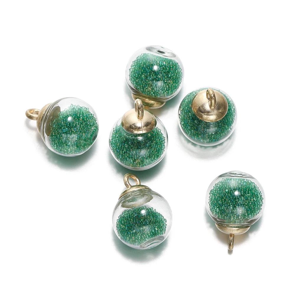 10Pcs Charms Quicksand Transparent Glass Ball 16mm Pendants Findings for Earrings Necklace Pendant DIY Jewelry Making Supplies