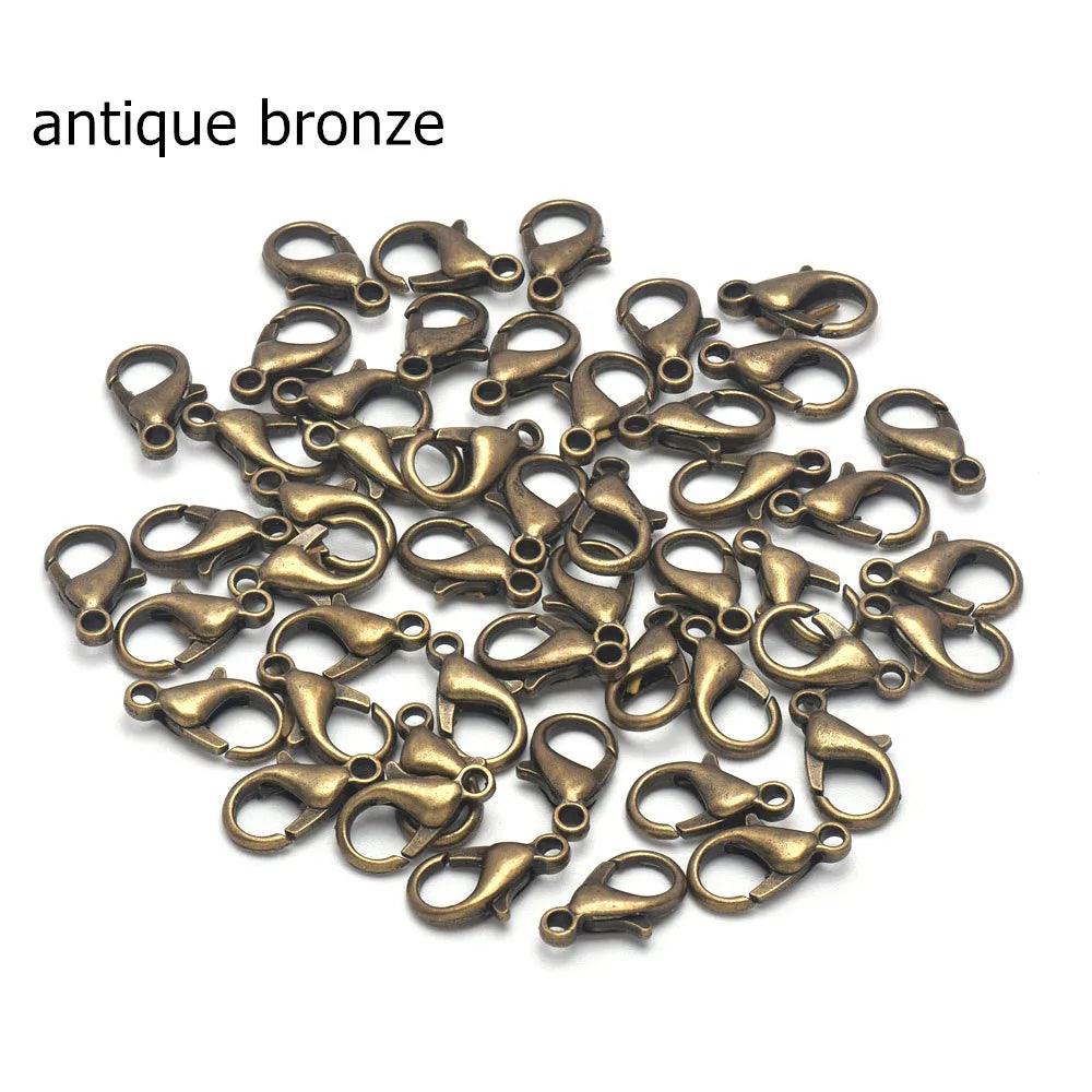 50Pcs 10 12 14 16 18 21mm Lobster Clasps Silver Plated Lobster Claw Clasps For Bracelet Necklace Jewelry Making Findings