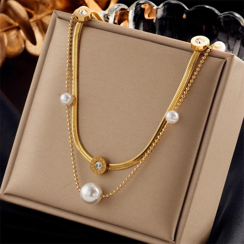 DIEYURO 316L Stainless Steel Pearl Heart Butterfly Cross Pendant Necklace For Women Fashion Girls Clavicle Chain Jewelry Gifts