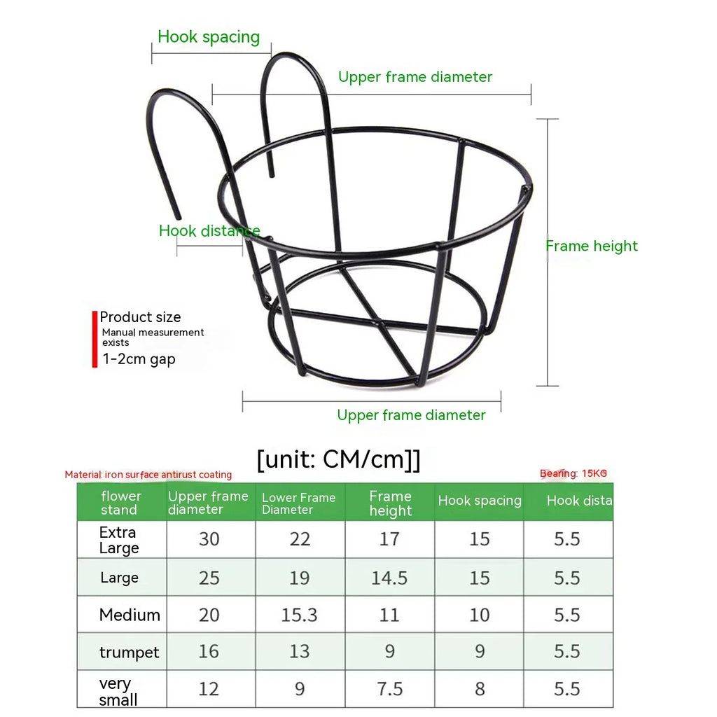 Simple balcony iron art guardrail hanging flowerpot circular hanging rack household flowerpot rack railing flower shelf storage