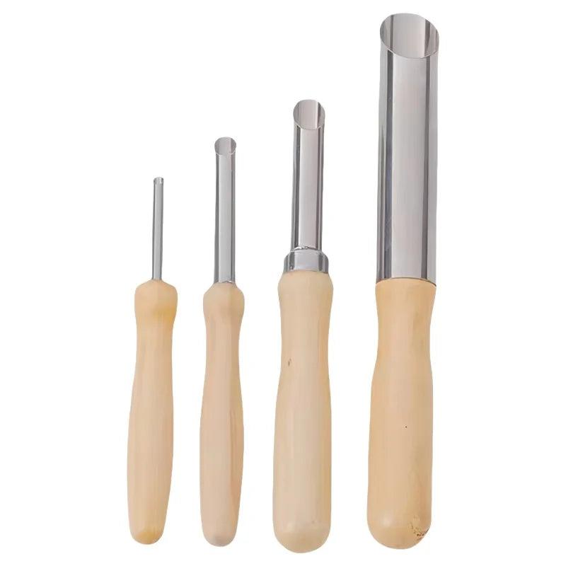 Clay tool Round hole punch 4 Stainless steel clay polymer clay set with wooden handle