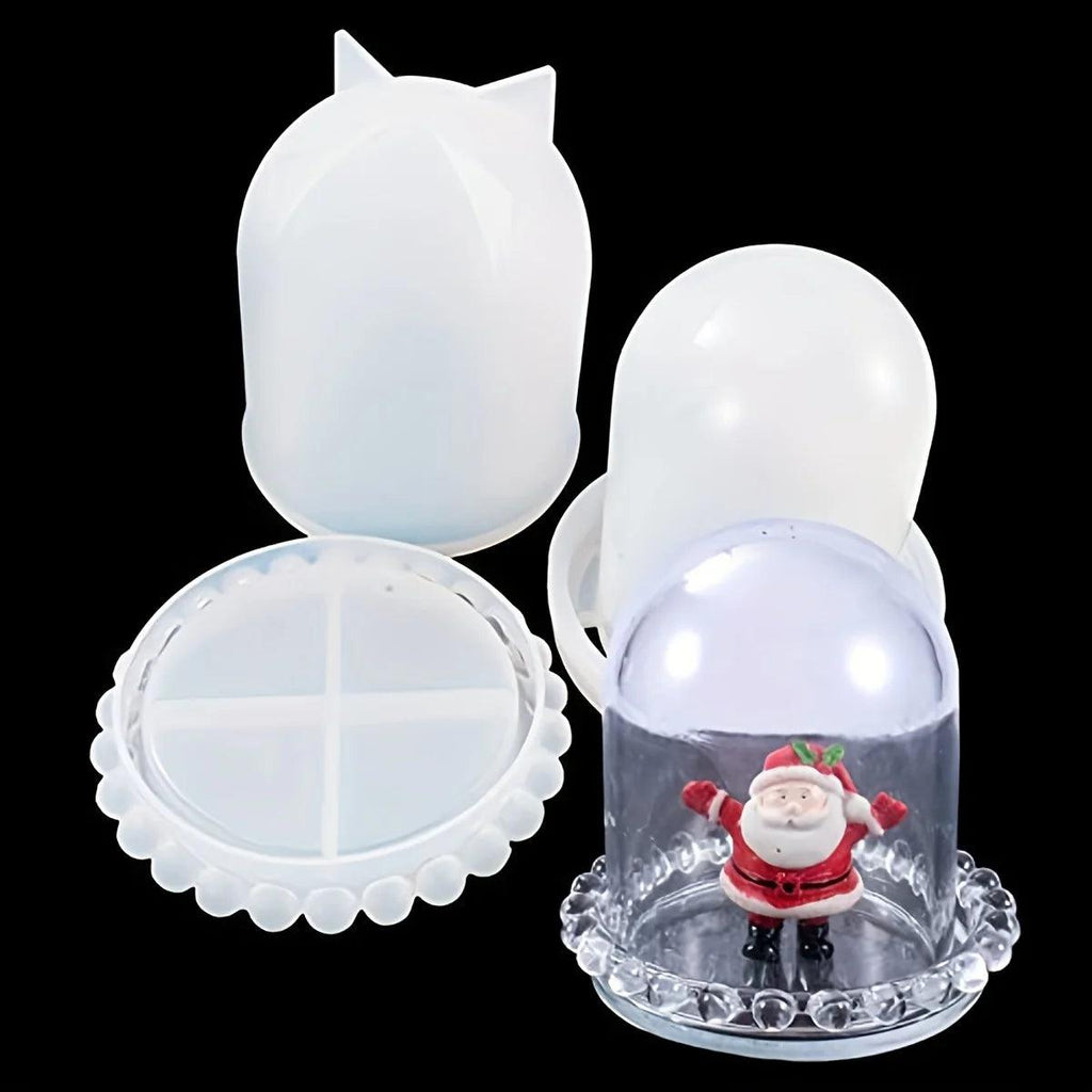 Cloche Bell Jar Display Dome Resin Mold with Base Dice Cup Silicone Mold Set