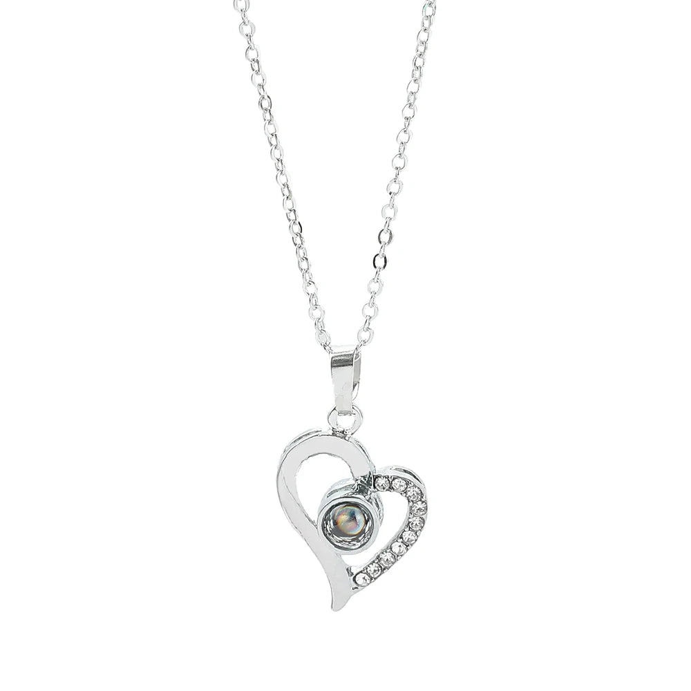 100 Languages I Love You Necklaces Love Memory Projection Necklaces Female Fashion Alloy Pendant Jewelry Gifts