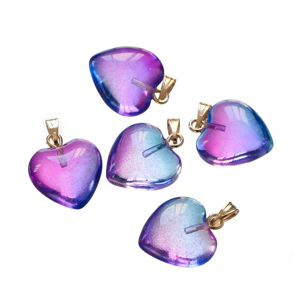 10Pcs/Lot Czech Lampwork Crystal Glass Heart Beads Charms pendant DIY Handmade Jewelry Making Necklaces Earrings Accessories