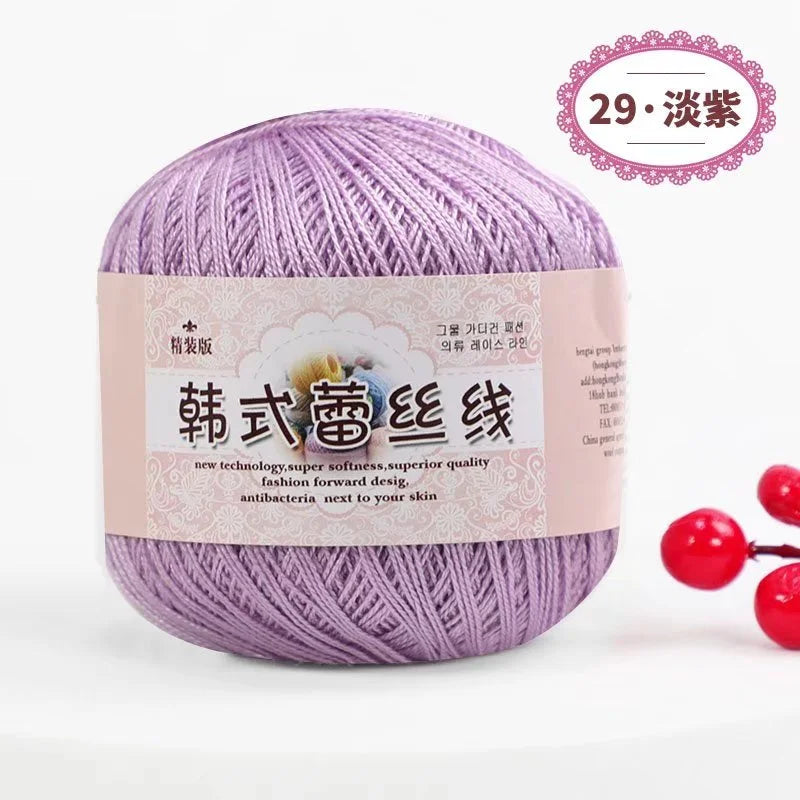 Pure Cotton Lace Crochet Thread No 8 Ice Silk 50g Yarn