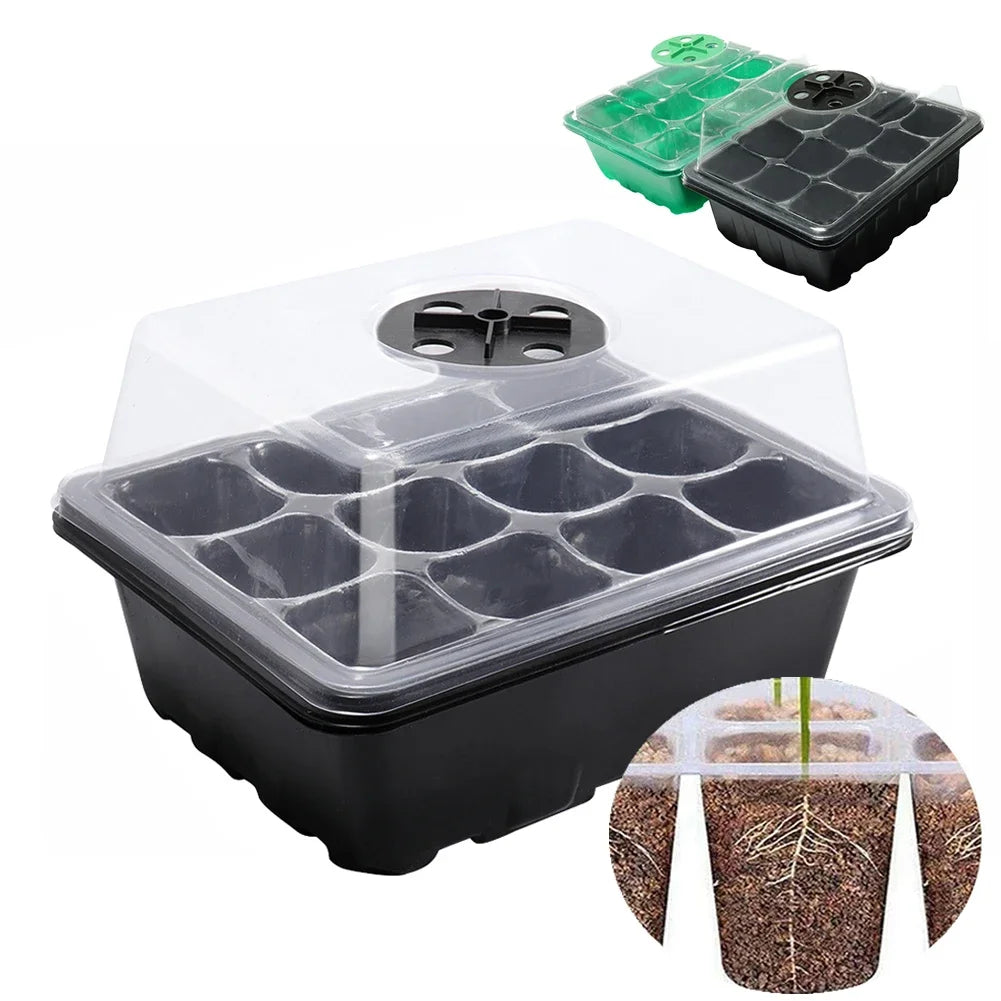 12 Holes Seed Starter Tray with Humidity Dome Succulent Propagation Tray Mini Greenhouse Germination Tray for Succulent Plant