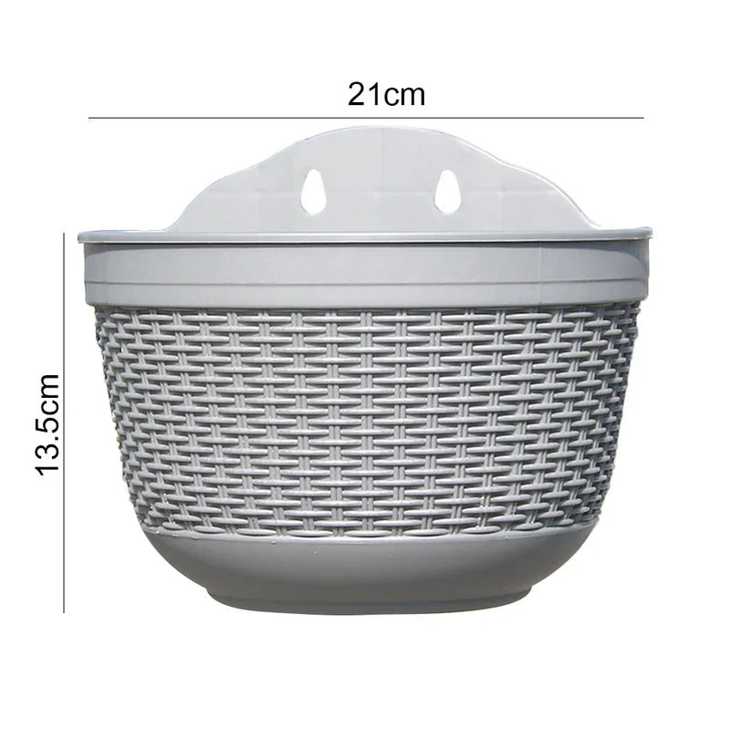 Imitation Rattan Woven Creative Flower Pot Garden Flower Pot Flower Pot Wall Hanging Plant Planting Pot Basket Courtyard Balcony