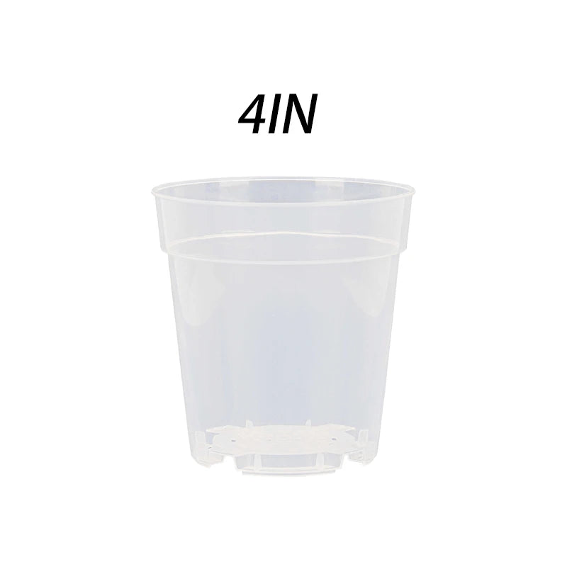 5 Packs 3/4/5.2/6.7 Inch Clear Nursery Pots, Transparent Plastic Planter with Drainage Holes, Seed Starting Pot Flower Plant Con