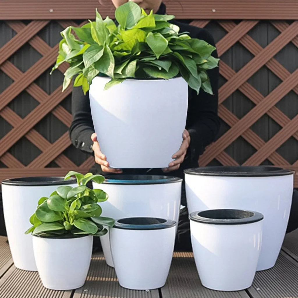 1pc Lazy Flower Pot Automatic Water-Absorbing Flowerpot Transparent Plastic Self Watering Pot Plants Nursery Pods Flowerpot