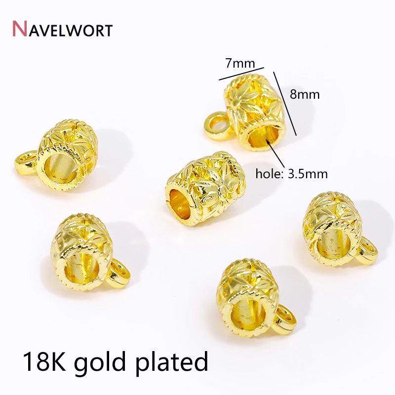 18K Gold Plated Tube Pendant Bail With Perpendicular Ring,Bailes For Jewelry,Brass Pendant Bail Connector,SupplIes For Jewelry