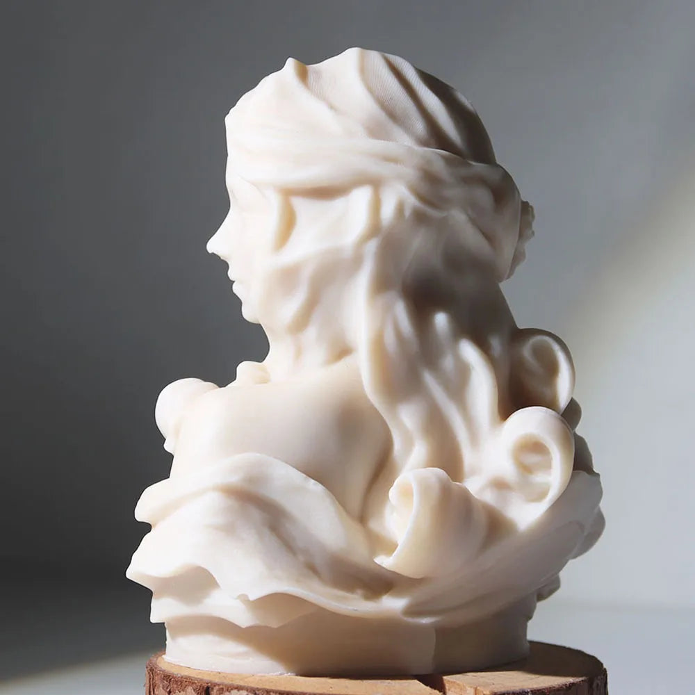 3D Goddess Statue Candle Silicone Mold DIY European Goddess Bust Sculpture Scented Candle Gypsum Mould Craft Tabletop Decor Gift