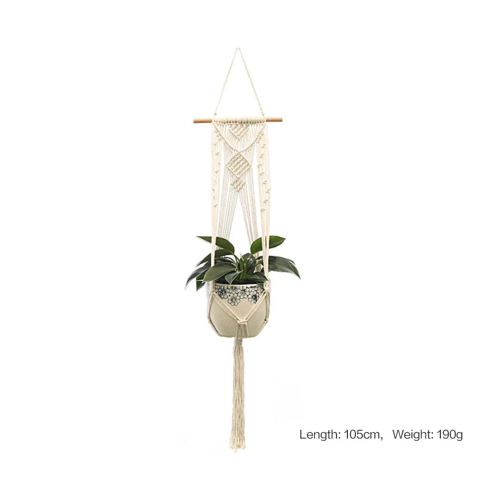 Hanging Plant Handmade Macrame Plant Hanger Flower Pot Planter Hanger Wall Decor Courtyard Garden Hanging Planter Hanging Basket