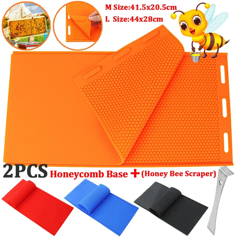3pcs Beeswax Press Sheet Mold Soft PVC Honeycomb Base Foundation Mould Beehive Shovel Beekeeping Beeware Beeswax Making Tools