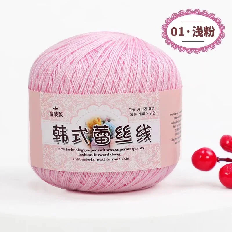 Pure Cotton Lace Crochet Thread No 8 Ice Silk 50g Yarn
