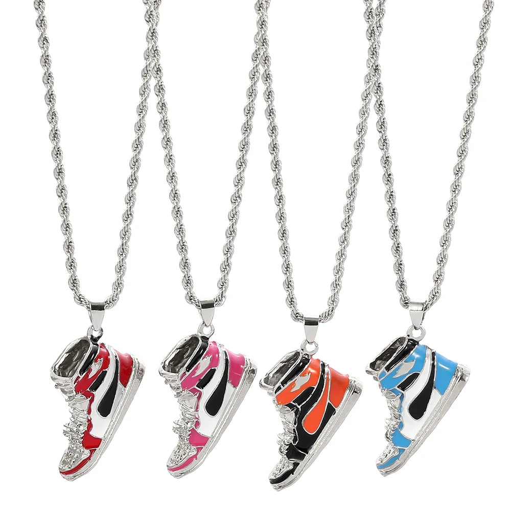 Mini Hip-hop Sneaker Cute Pendant Necklace Cool Collar Fashion Male Street Style Rapper Gift For Friend