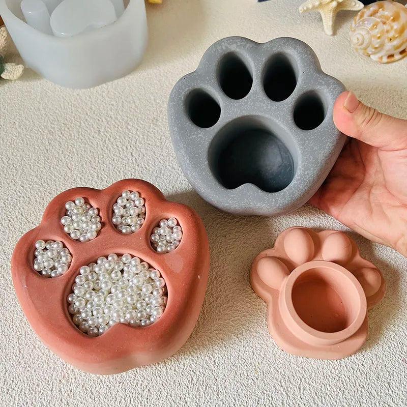Cute Cat Claw Flowerpot Silicone Mold Cement Candle Holder Mold Cat Claw Shape Plaster Candle Cup Mold Concrete Pen Holder Mold