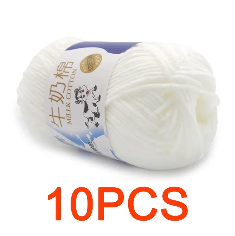 10 Pieces Milk Cotton Knitting Yarn Soft Warm Yarn for Hand Knitting and Crochet Projects
