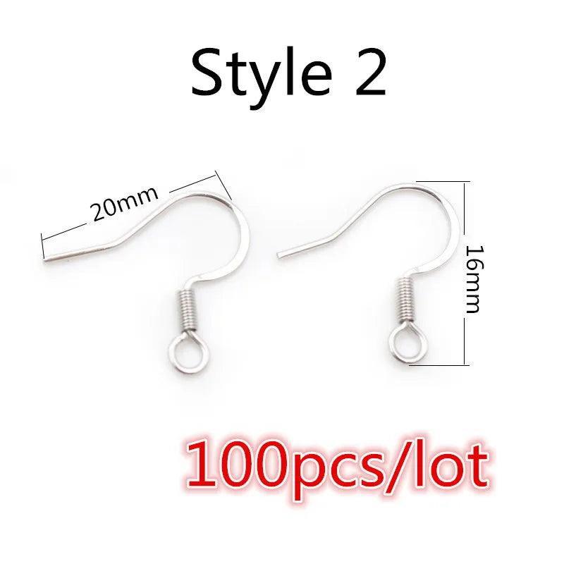 (Never Fade) High Quality 316 Stainless Steel DIY Earring Findings Clasps Hooks Jewelry Making Accessories Earwire