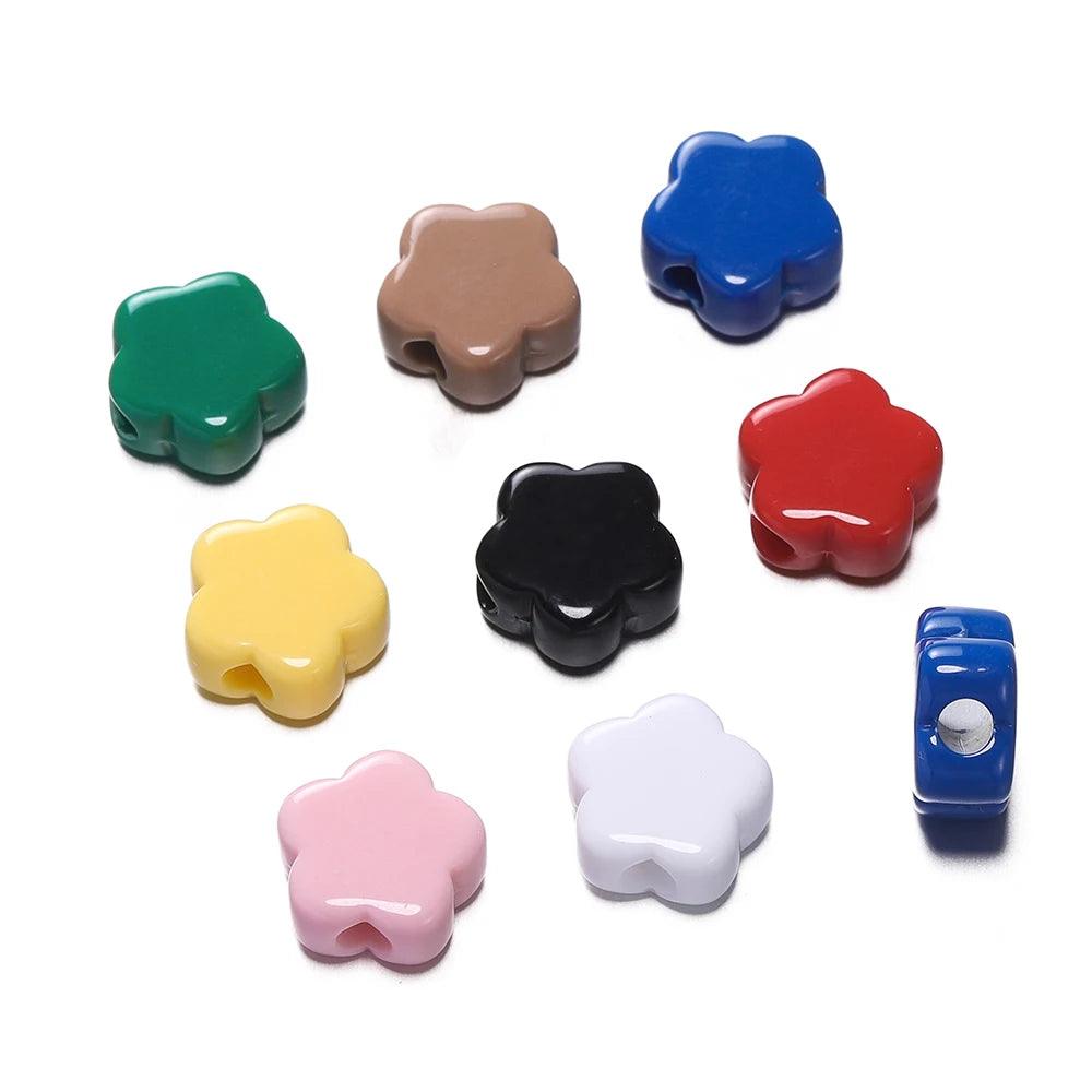 10pcs/Lot 15mm Acrylic Flowers Beads Big Hole Spacer Loose Bead for DIY Bracelet Necklace Jewelry Making Accessories Supplies