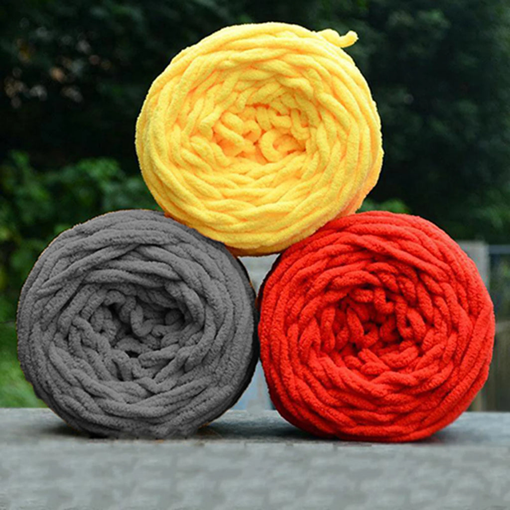 40M Knitting Yarn Sweater Soft Ice Strip Line Cotton Yarn Scarf Hat Cushion Doll Yarn DIY Hand Coarse Yarns Black/White/Yellow