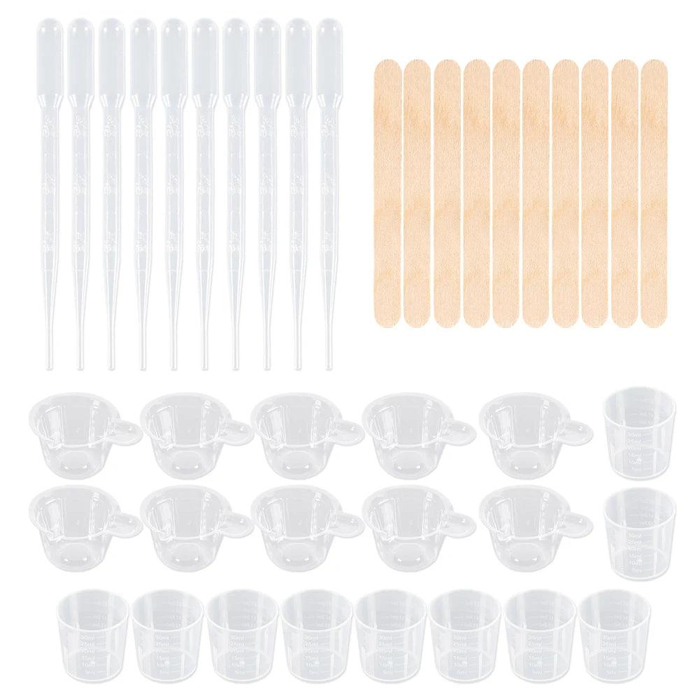 Resin Mixing Casting Tools Kit 10 Mixing Cups 10 Measuring Cups 10 Wooden Sticks 10 Droppers DIY Craft Jewelry Making