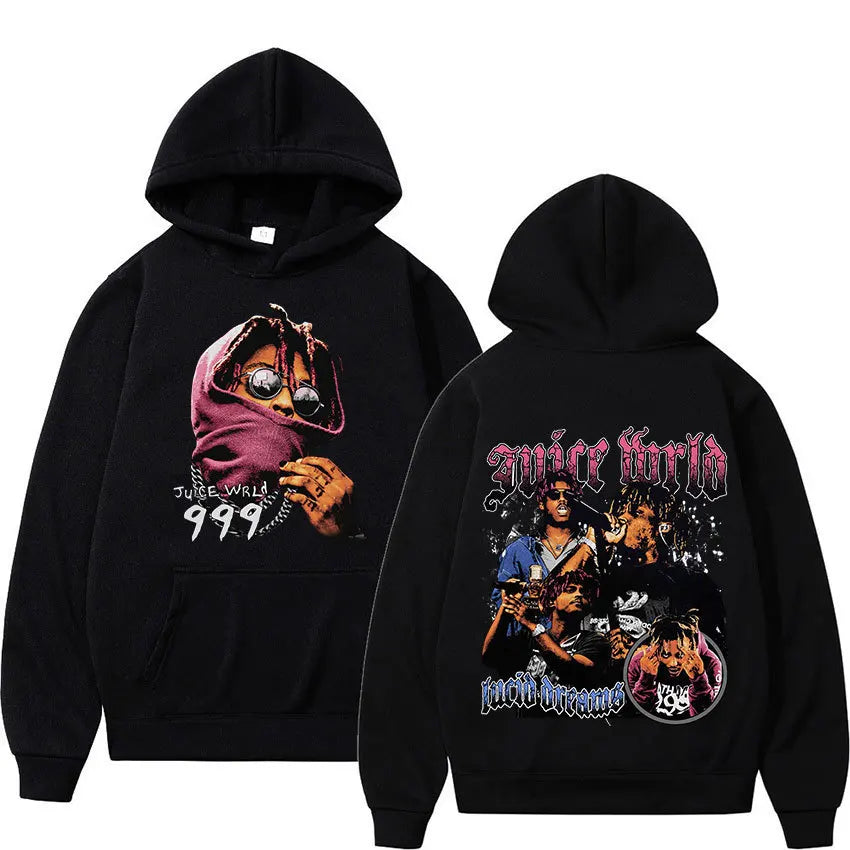 Juice WRLD Hoodies for Men and Women Fashion Hip Hop Casual Pullovers Autumn Black Streetwear