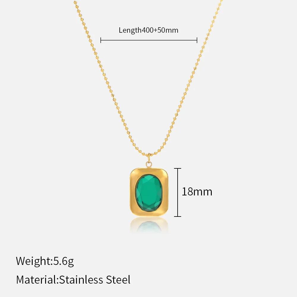 316L Stainless Steel Natural Stone Geometric Star Hanger Necklace for Women Fashion Golden Jewelry