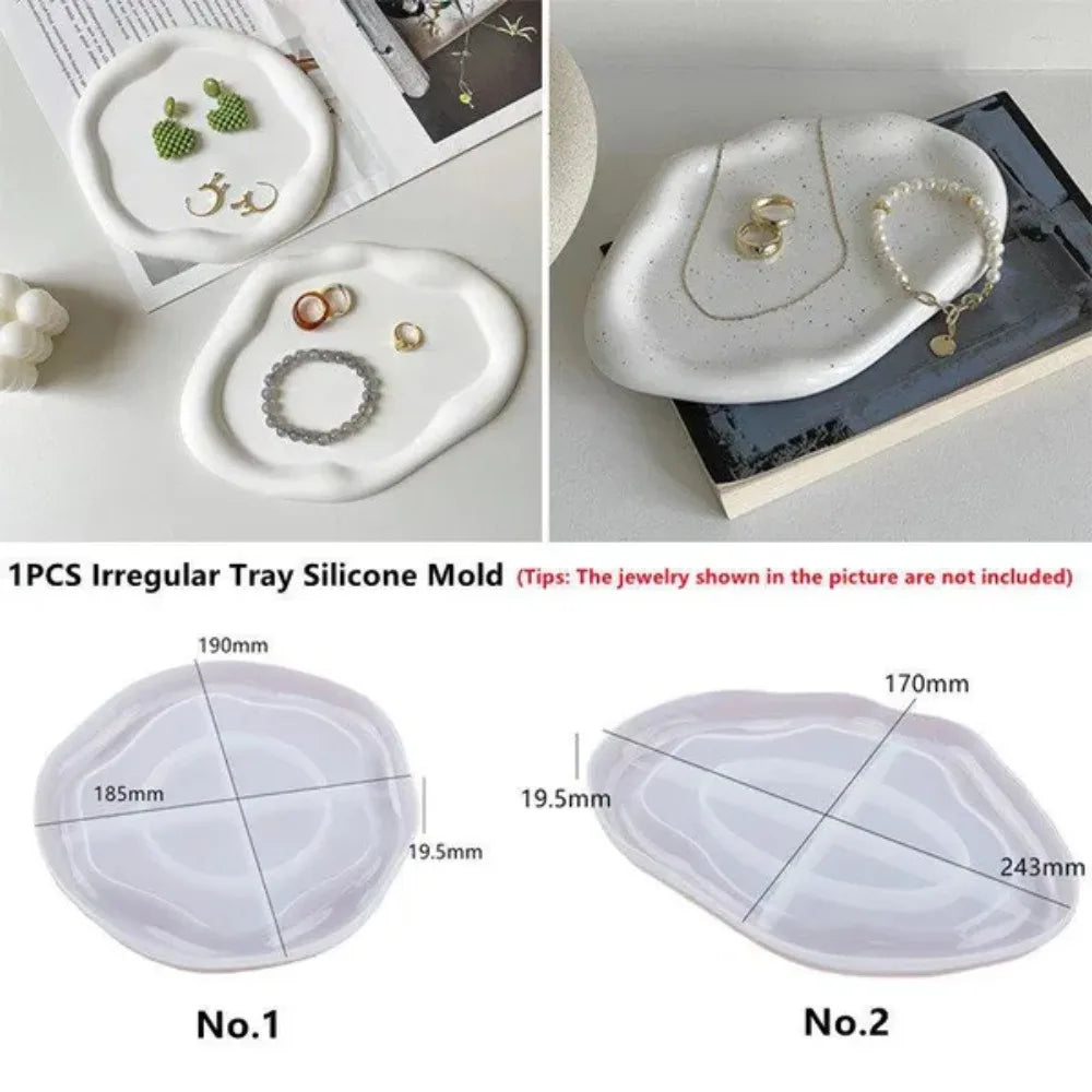 1pc Diy resin drop adhesive irregular cloud tray tea cup pad jewelry tray gypsum mirror surface silicone mold