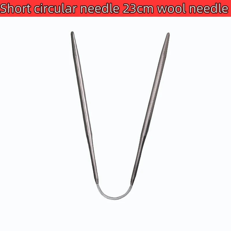 Short Circular Hand Knitting Needle Sweater Knitting Needle Stainless Steel Hand Knitting Tools 23Cm Wool Needle Wool Swab