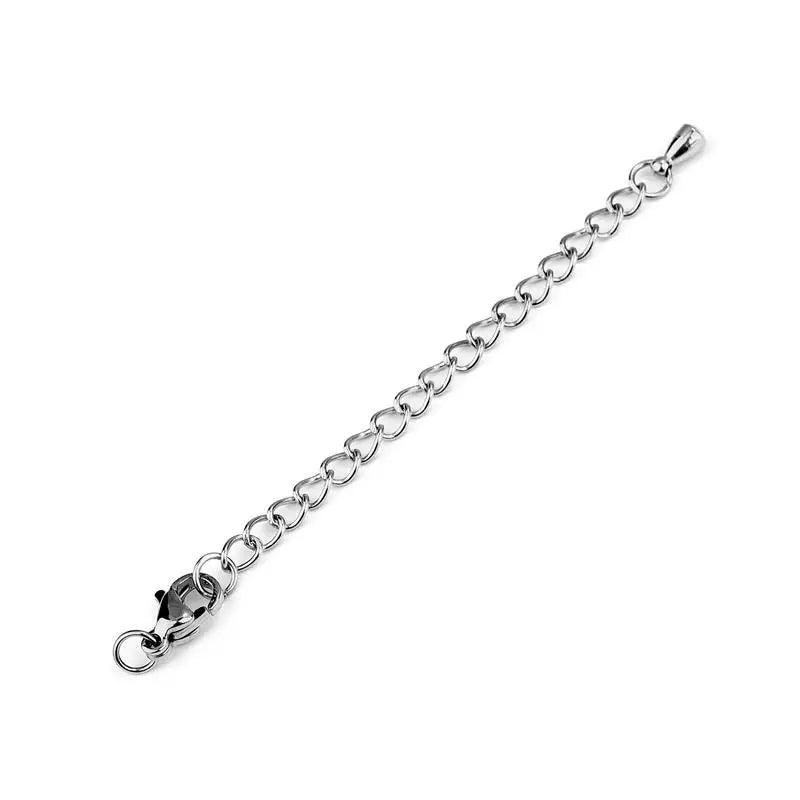 5pcs Stainless Steel Extension Extended Tail Chains With Lobster Clasps Connectors Findings For Bracelet Necklace Tail Chain