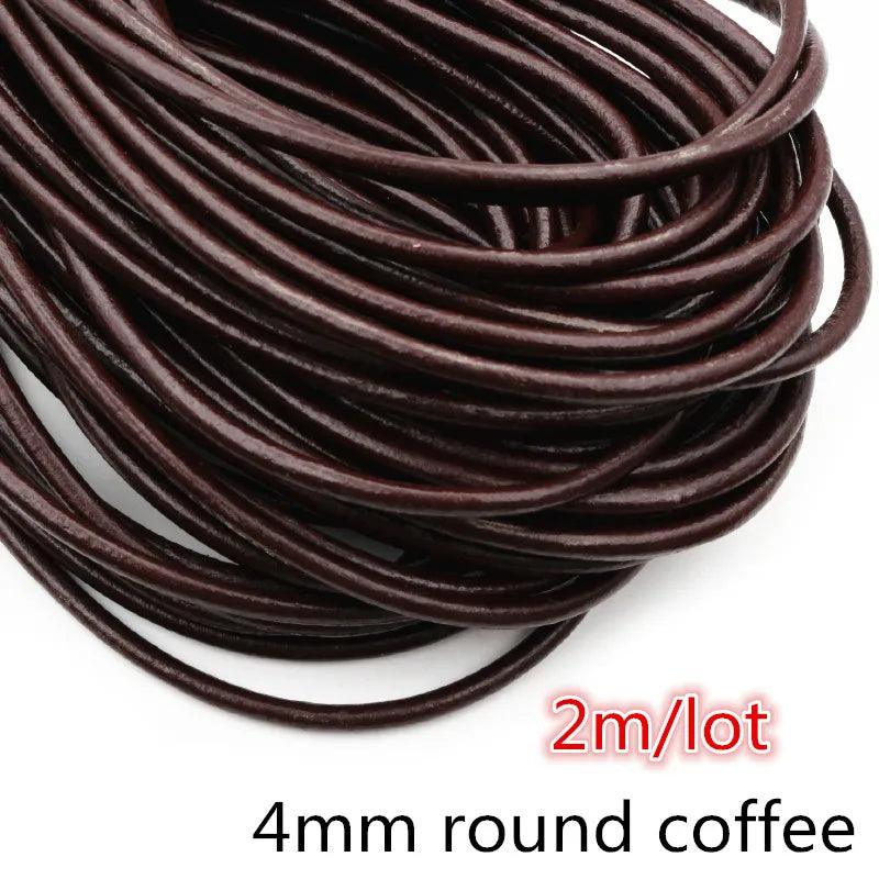 2-5m/lot 1-8mm Genuine Cow Leather Round/Flat Strand Thong Cord DIY Bracelet Findings Rope String For Jewelry Making Accessories