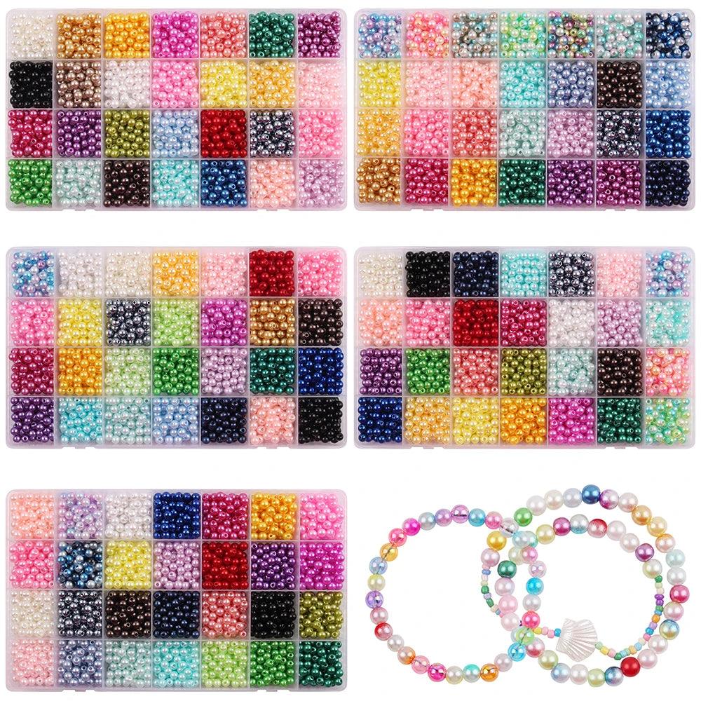 28 Grid  6mm ABS Pearl Beads With Hole For Handmade Necklace Earring  Jewelry Making Beads I0319