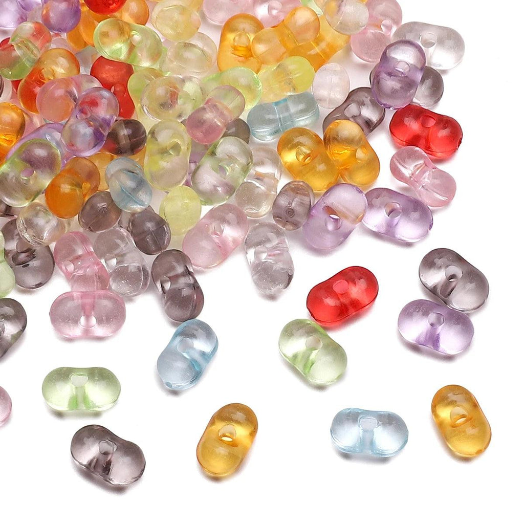 About 100Pcs Acrylic Transparent Peanut Beads 6x4mm Random Color Mixing Handmade DIY Jewelry Bracelet Earrings Accessories Mater