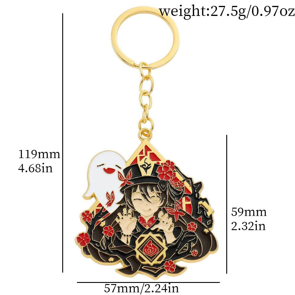 Anime Genshin Impact Keychain Cartoon Character Ganyu Keqing Barbatos Keyrings Car Key Holder Bag Pendant Accessories Gift