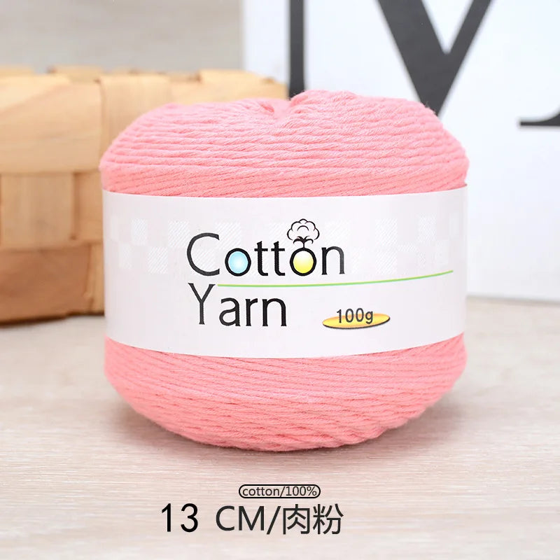 100g 100 Percent Cotton Hand Knitting Yarn Soft Crochet Yarn for Sweater Scarf Blanket Hat and Amigurumi