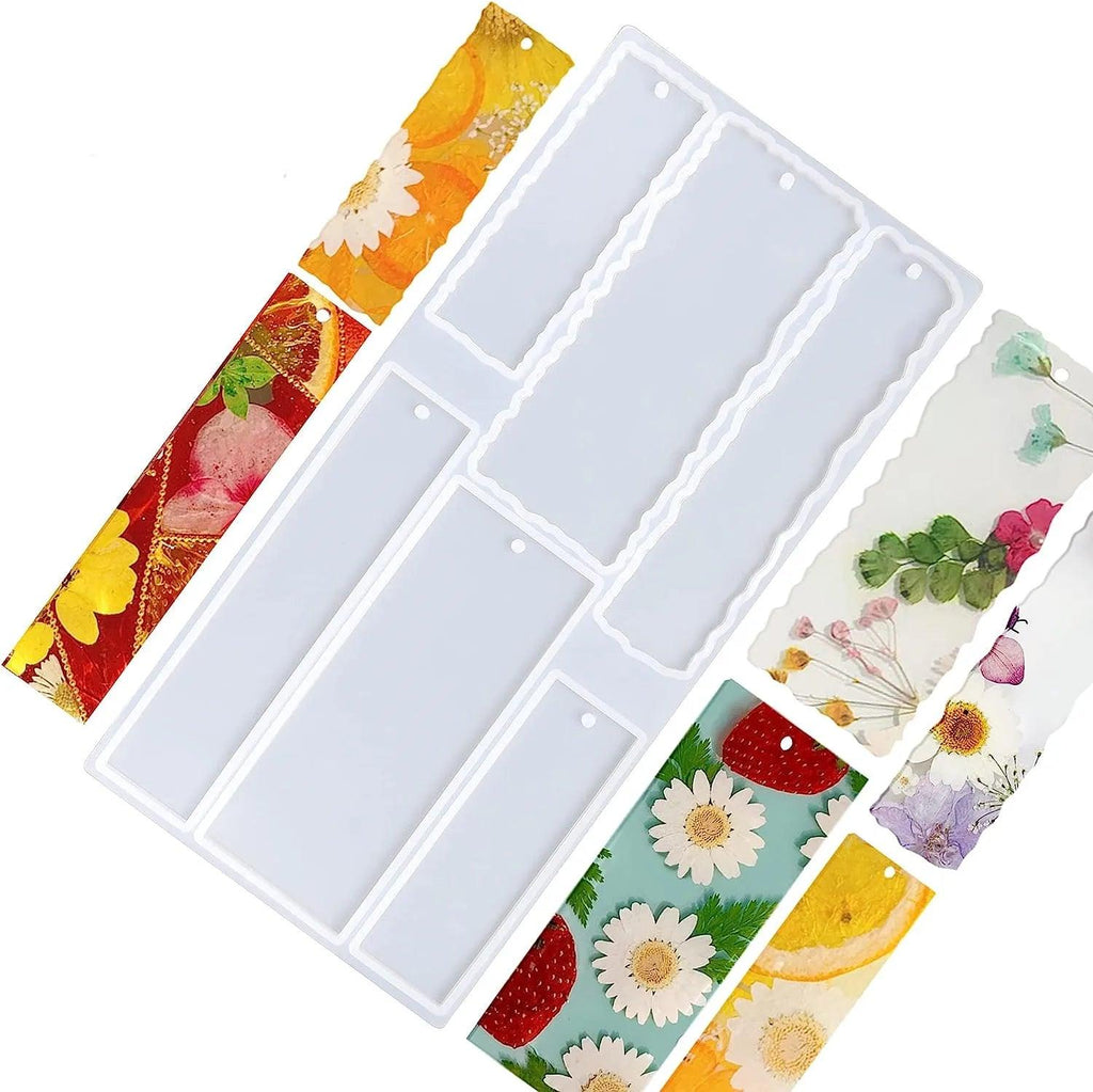 Bookmark Resin Mold Kit，Resin Bookmark Mold,Rectangle 6 Cavity Silicone Bookmark Molds for Epoxy Resin